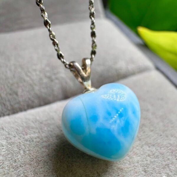 Natural Larimar Pendant with a 925 Sterling Silver Bail – 11 mm–13 mm