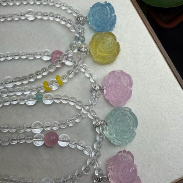Natural Morganite Necklace with a 925 sterling silver clasp (SX0020)