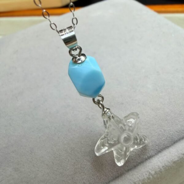 Natural Larimar Freeform Pendant made with 925 sterling silver