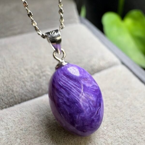 Natural Charoite Dragon Pendant in 925 Sterling Silver (SX0171)