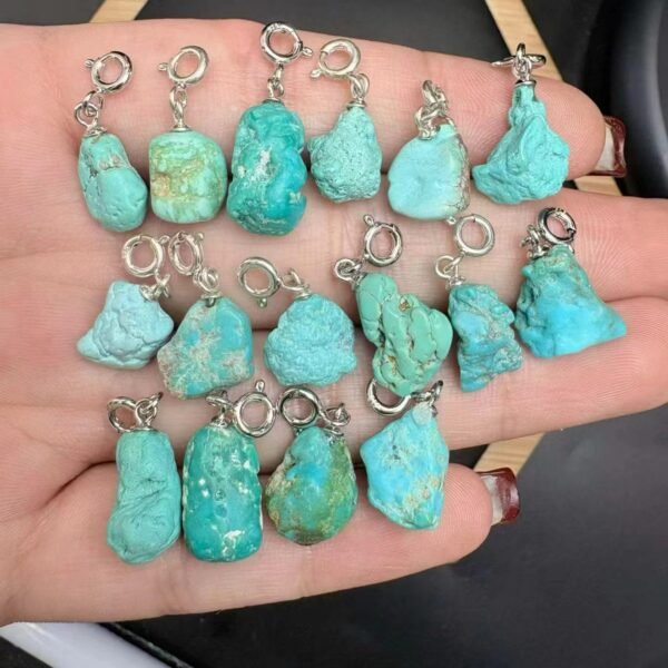 Natural Turquoise Pendant with a 925 Sterling Silver Bail
