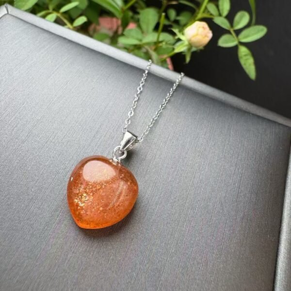 Natural Sunstone Heart Pendant