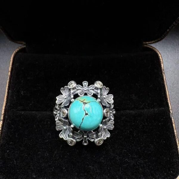 Natural Turquoise Ring in 925 Sterling Silver (SX0544)