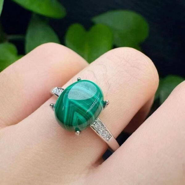 Natural Malachite Ring in a Copper Bezel