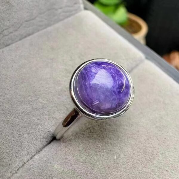 Natural Charoite Dragon Ring in a Copper Bezel