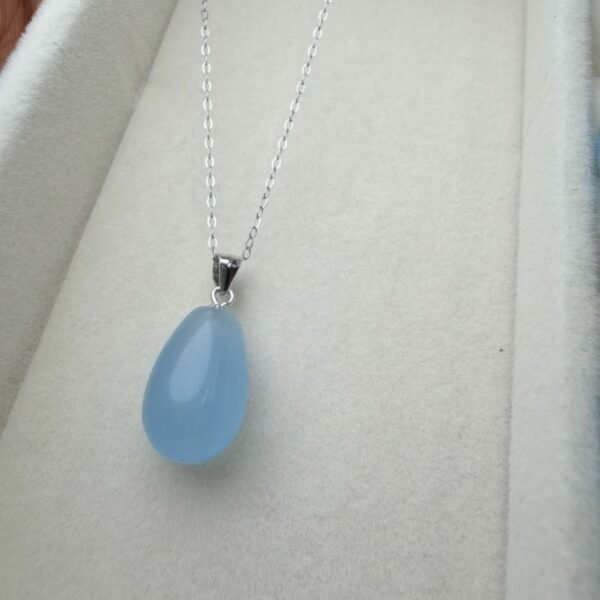 Natural Aquamarine Teardrop Pendant in 925 Sterling Silver – 10 × 20 mm