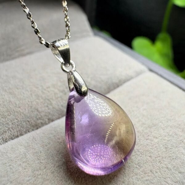 Natural Ametrine Teardrop Pendant in 925 Sterling Silver – 16 mm