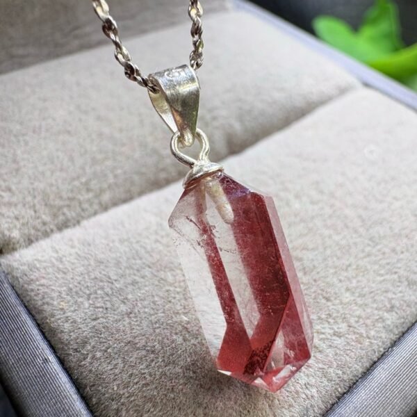 Natural Phantom Quartz Pendant with a 925 Sterling Silver Bail – 17-20 mm