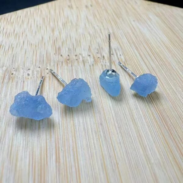 Natural Aquamarine Stud Earrings in 925 Sterling Silver (SX0814)
