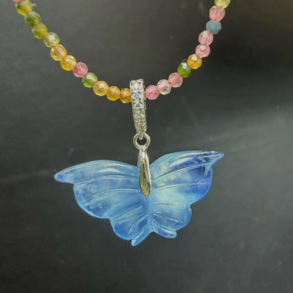 Natural Aquamarine Butterfly Pendant