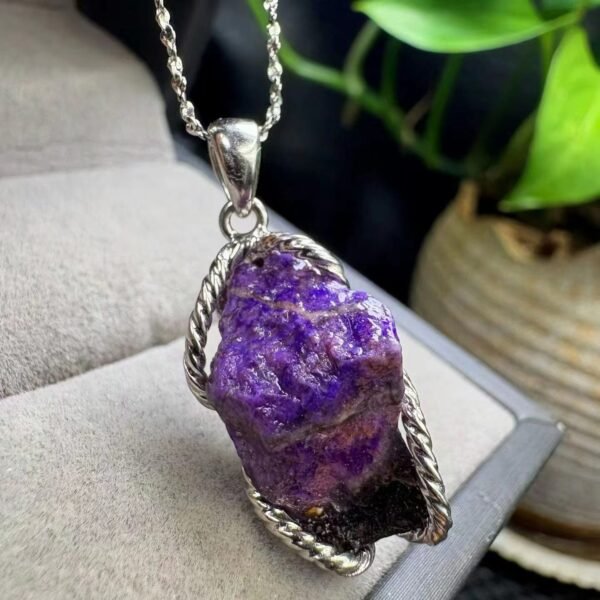 Natural Sugilite Pendant in 925 Sterling Silver – 26-31 mm