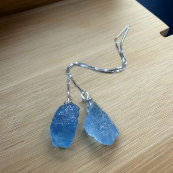 Natural Aquamarine Threader Earrings in 925 Sterling Silver (SX0943)