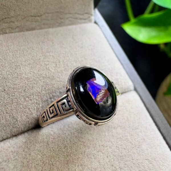 Natural Ammolite Ring in 925 Sterling Silver (SX0957)