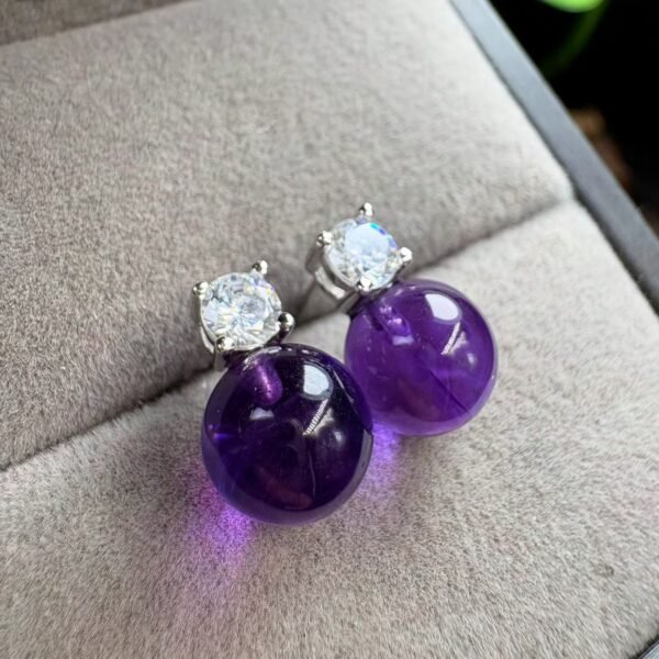 Natural Amethyst Stud Earrings in 925 Sterling Silver