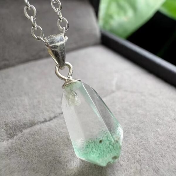 Natural Phantom Quartz Pendant with a 925 Sterling Silver Bail (SX1723)