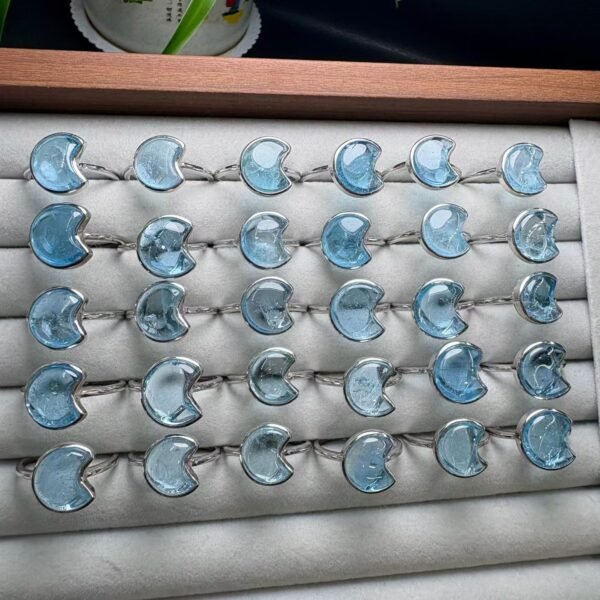 Natural Topaz Moon Ring in 925 Sterling Silver