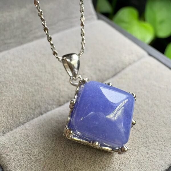Natural Tanzanite Square Pendant in 925 Sterling Silver