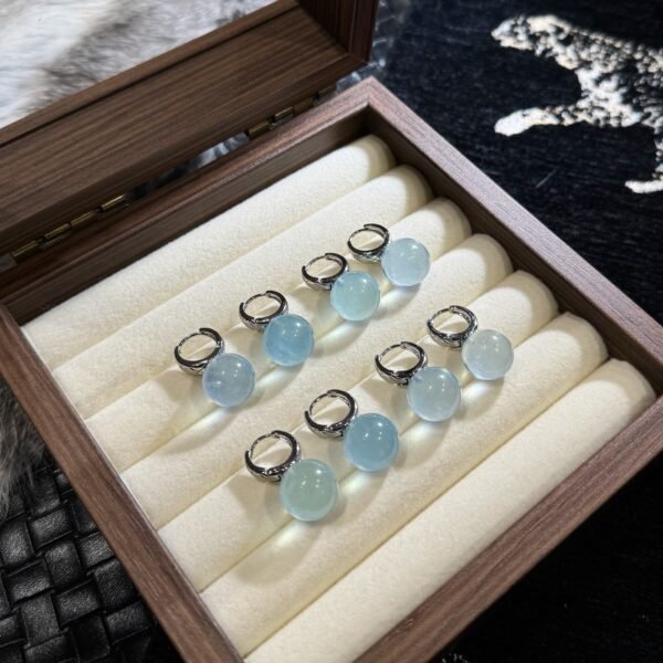 Aquamarine Ball Drop Earrings